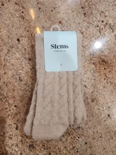 New Women's STEMS Gray Winter Plush Cable Socks One Size