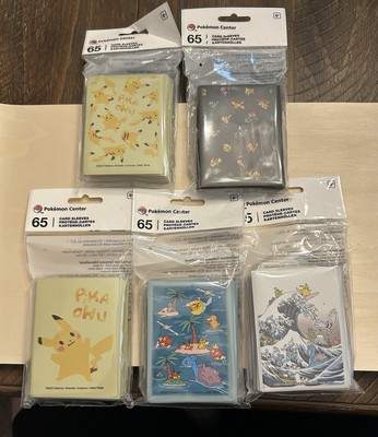 Pokemon Center Exclusive-65x Sleeves/Your pick! Great Wave/Pikachu/Pixels/more