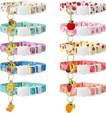 10 Pack Breakaway Cat Collars W/ Bells Fruit Pendants Adjustable Safety Kitten