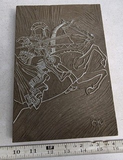 Vintage Letterpress Printing Block Hand Made Warrior Knight Sword Battle