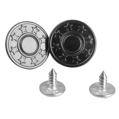50er Set NO-SEW Metall Star Pattern Tack Snap Jeans Knöpfe Schwarz 17mm