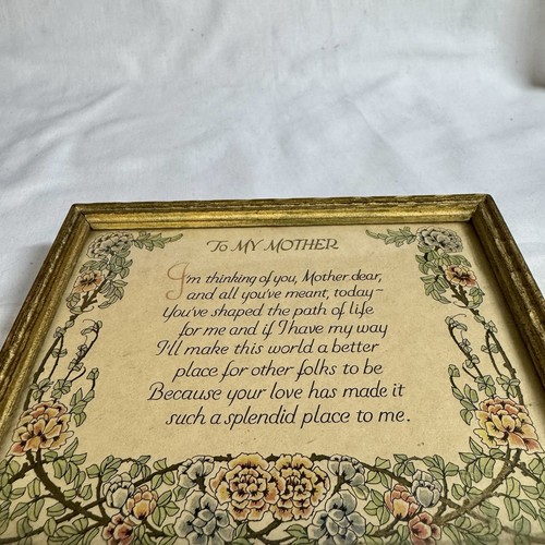 Antique PF Volland CO Framed Mothers Day Poem Verse Hand Painted 1910 Wall Decor - Picture 3 of 11
