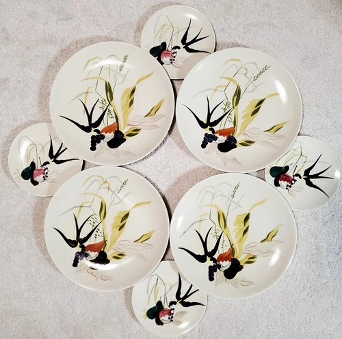 Redwing MCM Capistrano 4 each 11" Dinner Plates & 6.5" B&Bs NICE!