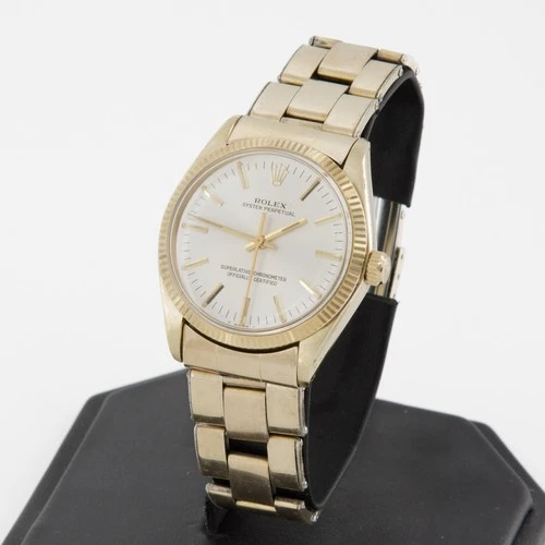 Men's Rolex Oyster Perpetual 14KYG 34mm 6.5" Ref.#1005 Silver Dial W232977-1