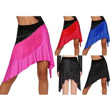 Women Skirt Salsa Costume Spanish Dancewear Waltz Ballroom Rhinestones Party