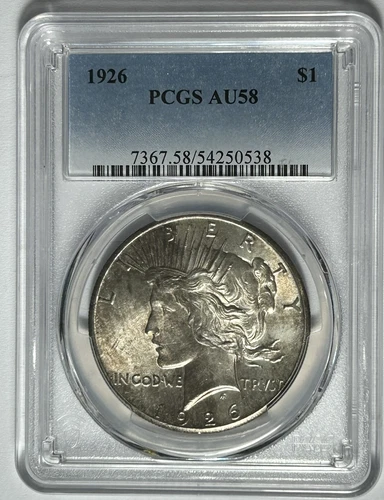 1926 PEACE DOLLAR PCGS AU 58