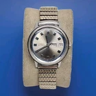 Vintage 1974 Timex Marlin 35mm Day/Date 26850-02774 Silver Tone Watch