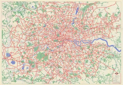London Transport Central Busse Karte & Liste der Routen. Penrose #1 1969 alt