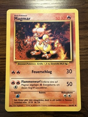 Magmar Base Set Unlimited Pokémon TCG Card 36/102 German