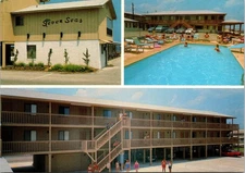 Seven Seas Motel Ocean Front Kure Beach North Carolina NC Continental Postcard