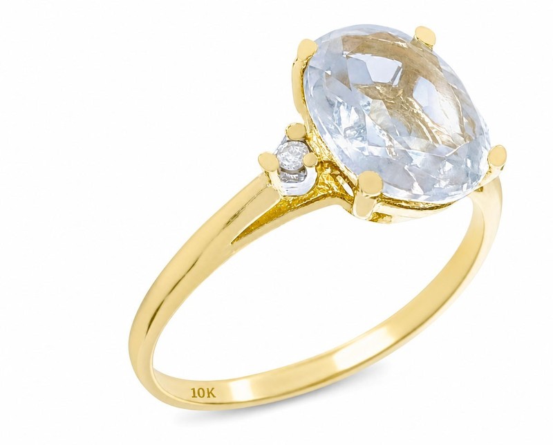 GENUINE 3.45 Cts WHITE SAPPHIRE & DIAMOND RING 10K SOLID GOLD - Free Appraisal