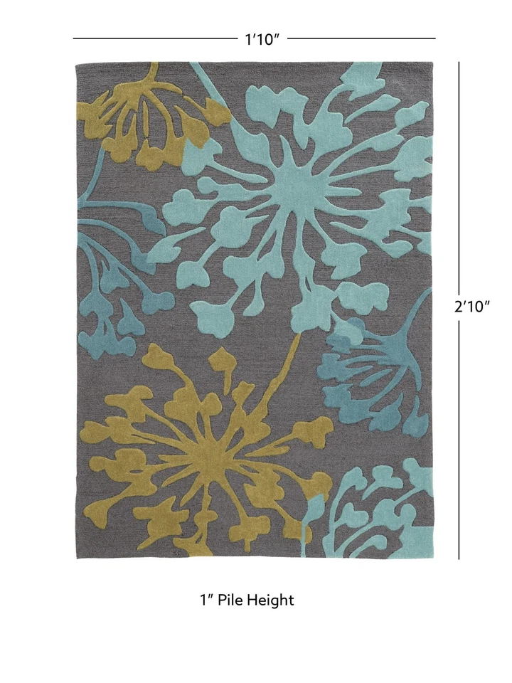 Linon Trio Dandelion Hand Tufted Polyester 1'10"x2'10" Rug in Gray - Image 4 of 4