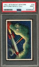 PSA 9 1951 Bowman Jets Rockets Spacemen #33 Battle Space Cell anni 50 come nuova card
