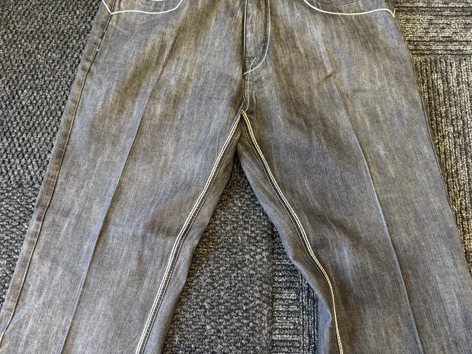 Vintage Russo Gold Embroidered Stitched Denim Jeans Red Green Stripe 36Wx26 Y2K - Image 3 of 4