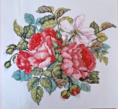Kreuzstichkarte. Antike Rosen von Barbara Baatz.