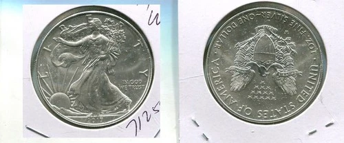 2017 W AMERICAN SILVER EAGLE 1 OUNCE .999 FINE BURNISHED BU COIN NO BOX 7125T