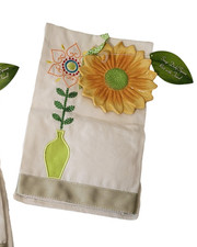 Garden Petals Embroidered Towel with Spoon Rest /Soap Dish Bath & Kitchen Decor