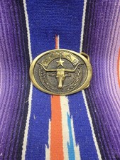 Vintage 1977 Heritage Mint Solid Brass Belt Buckle Texas Star  Longhorn