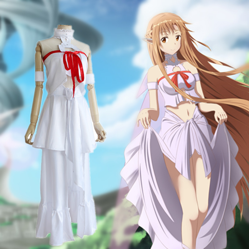 Sword Art Online Asuna Yuuki Asuna COS Vestido Completo Prisión Disfraz Juegos con disfraces