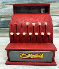 Vintage 1950s Tom Thumb Toy Cash Register Red Metal Western Stamping Co USA