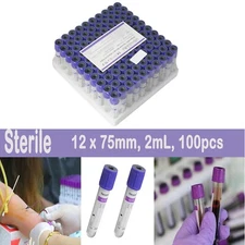 100PCS·EDTA Sterile Glass Vacuum Blood Collection Tubes K2 2ml 12x75mm·