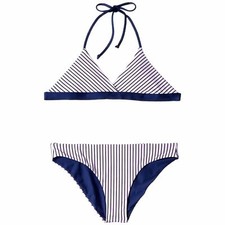 230 Splendid Girl's Pink Striped Reversible Two-Piece Bikini Swim Set Size 10