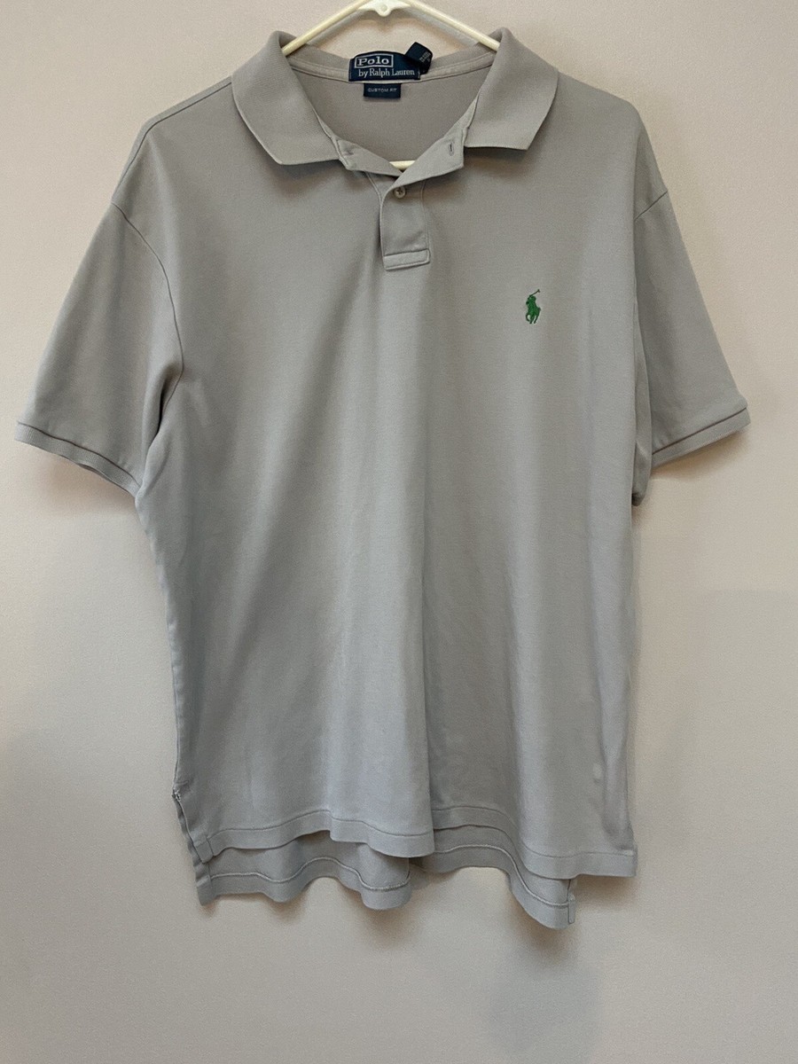 POLO Ralph Lauren Mens Polo Custom Fit Gray Shirt XL Silver Tag