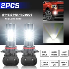 Pair 9140 9145 H10 LED Fog Driving Light 6000K White Driving DRL Bulbs 1200LM