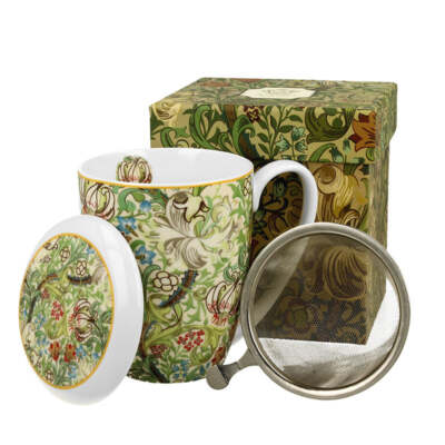  Teetasse mit Sieb & Deckel   William Morris GOLDEN LILLY Duo Porzellan