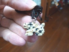(an-dra-5) Chinese winged Dragon WHITE BLACK carving Pendant NECKLACE gemstone