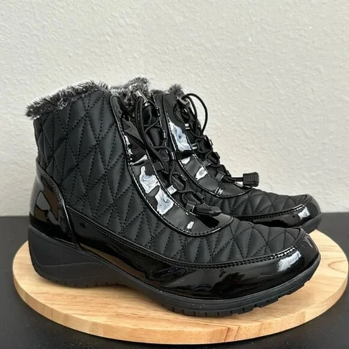 Khombu Waterproof Winter Ankle Snow Boots - Molly - Black (Sz 8.5m) a456379 --