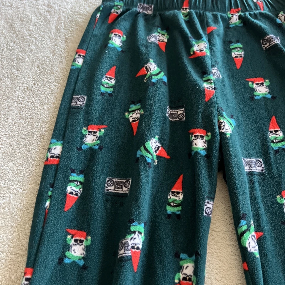 Old Navy Boys Green Red Gnomes Boombox Fleece Pajama Pants 14-16 - Image 3 of 4