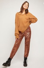 NWT 148 Free People Morelia Bronze Sequin Joggers Pants Size XS