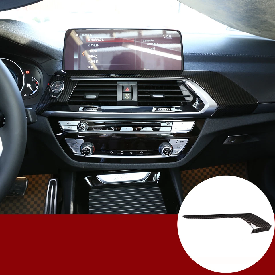 ABS Carbon Fiber Center Dashboard Panel Trim Cover For BMW X3 G01 2018-2022 - Image 2 of 4