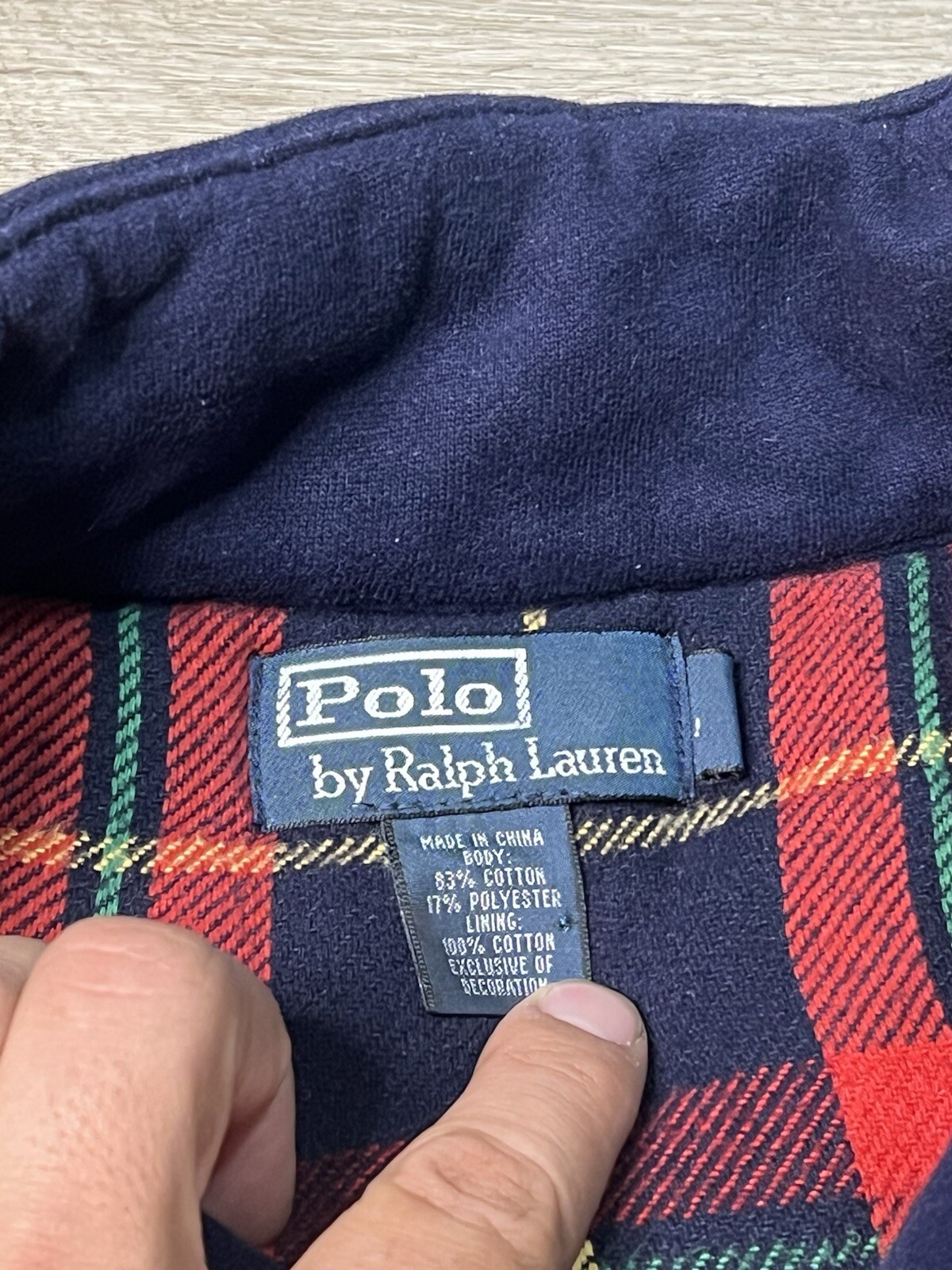 Polo Ralph Lauren Gilet Giacca X Large XL Blu Pony Giallo Tasche Foderato a Quadri