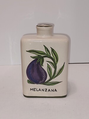 Vintage Deruta Ceramic Square Jug  Melanzana  Eggplant Hand Painted  Italy