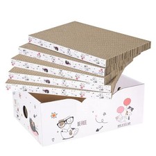 5 Packs in 1 Cat Scratch Pad with Box, Cat Scratcher Cardboard,Reversible,Durabl
