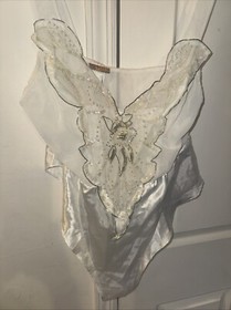 Mara Intimates White Sequin Pearls Medium Teddy Vintage