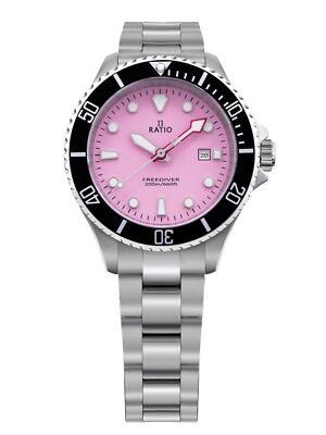 RATIO FreeDiver Stainless Steel Candy Pink Automatic RTFL809 200M Ladies Watch
