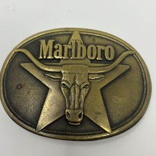 Marlboro Longhorn Brass Metal Belt Buckle 1987