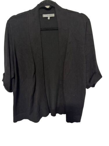 89th & Madison Open Front Cardigan 1/2 Sleeve Black Womans 2X