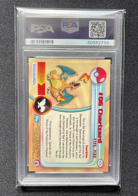 PSA 7 NM~ 1999 Pokemon Topps TV CHARIZARD 🔥 Rainbow Foil #6 1st