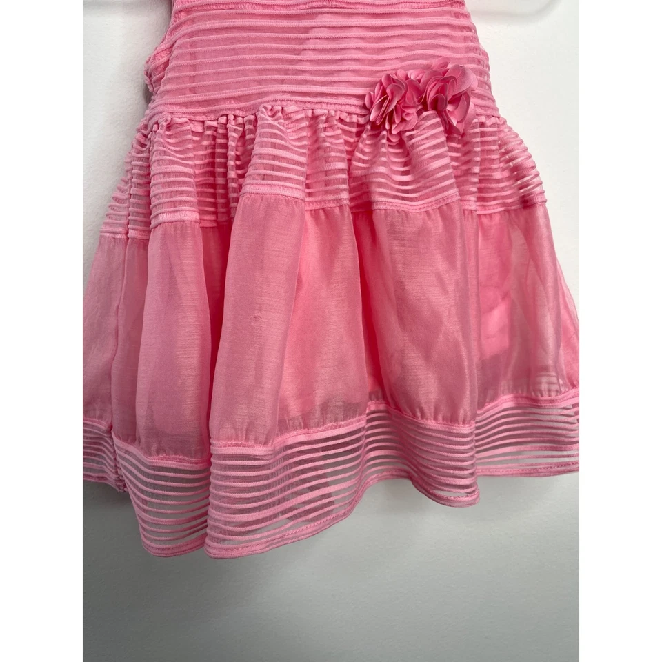 H and M Dress Baby Girls 4 6 Months Kids Party Pink Ruffles Sleeveless Sundress - Image 3 of 4