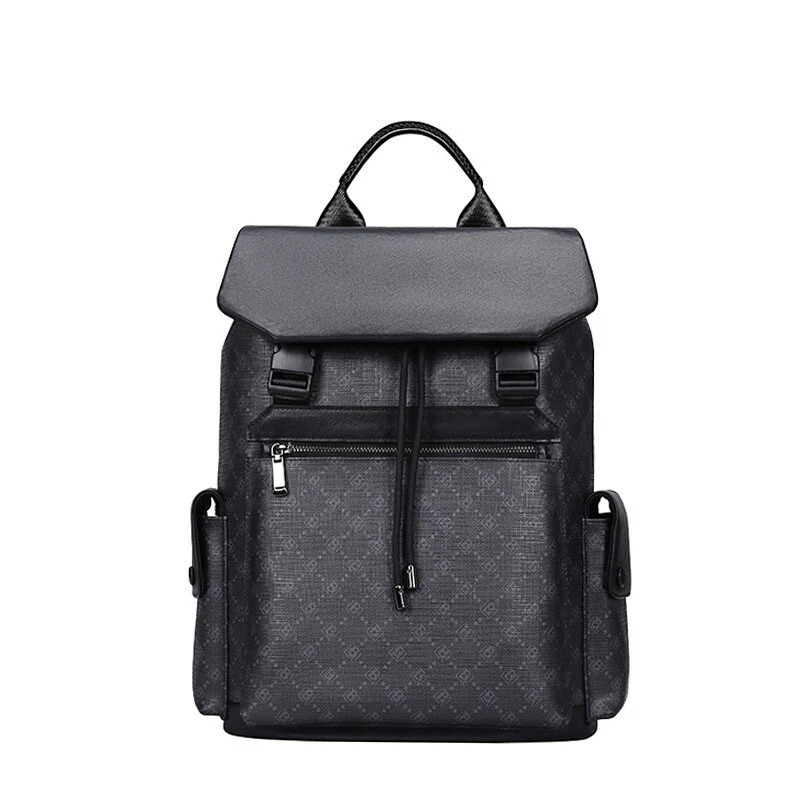 Mochila de cuero de moda para hombre bolsa de computadora de gran capacidad mochila de viaje Foto 2 de 4