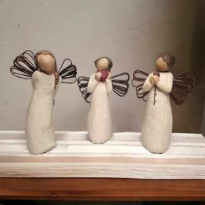 Willow Tree Demdaco Figures Angels Lot of 3 Loving, Heart, Thank You Susan Lordi