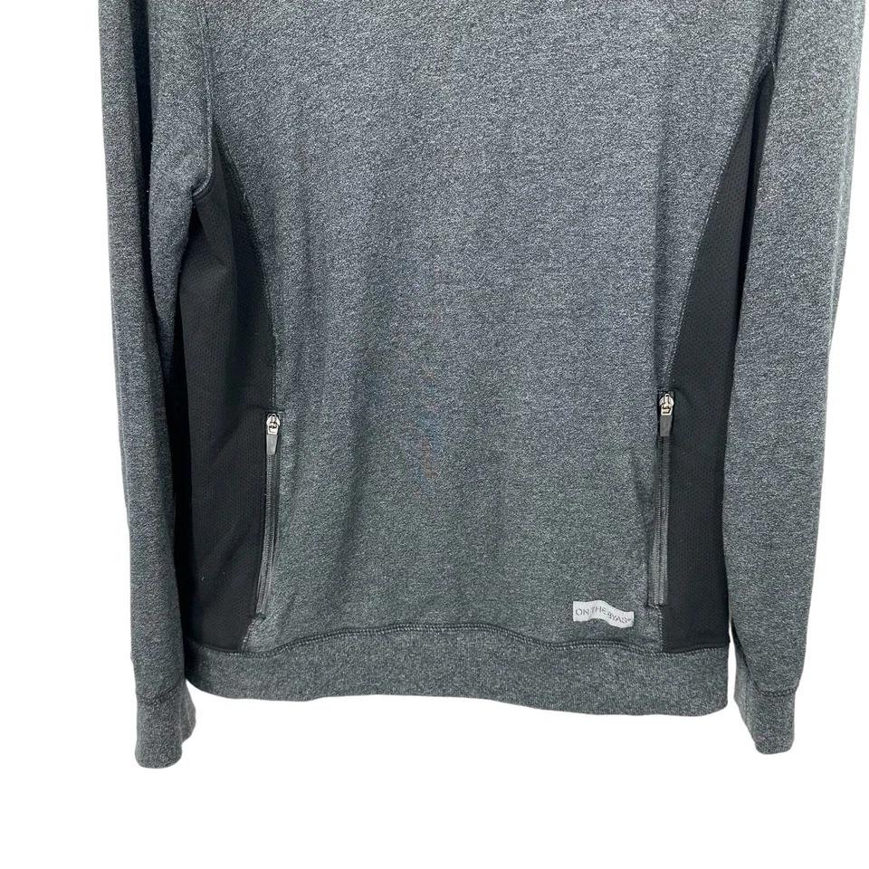 On The Byas Hombres Sudadera Pullover Talla Mediana Cremallera Bolsillo Gris Negro Foto 3 de 4