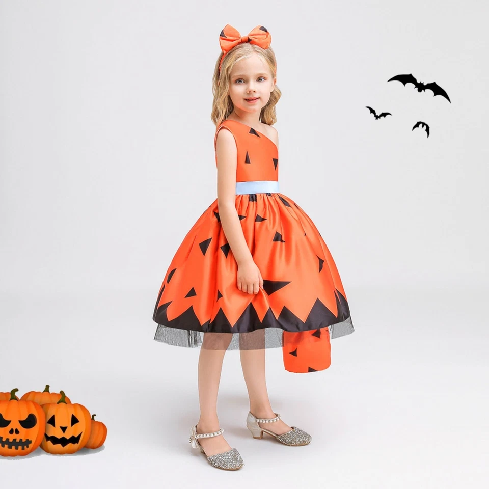 Girls Halloween Costumes, Halloween Flintstone with Trick or Treat Bags and Bow - Изображение 2 из 4