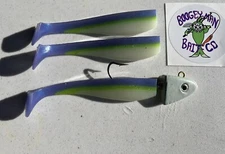 Boogey Man Bait Co. 6 Oz Predator Swivel Head W/ 3 Grape Anchovy 7” Paddle Tails