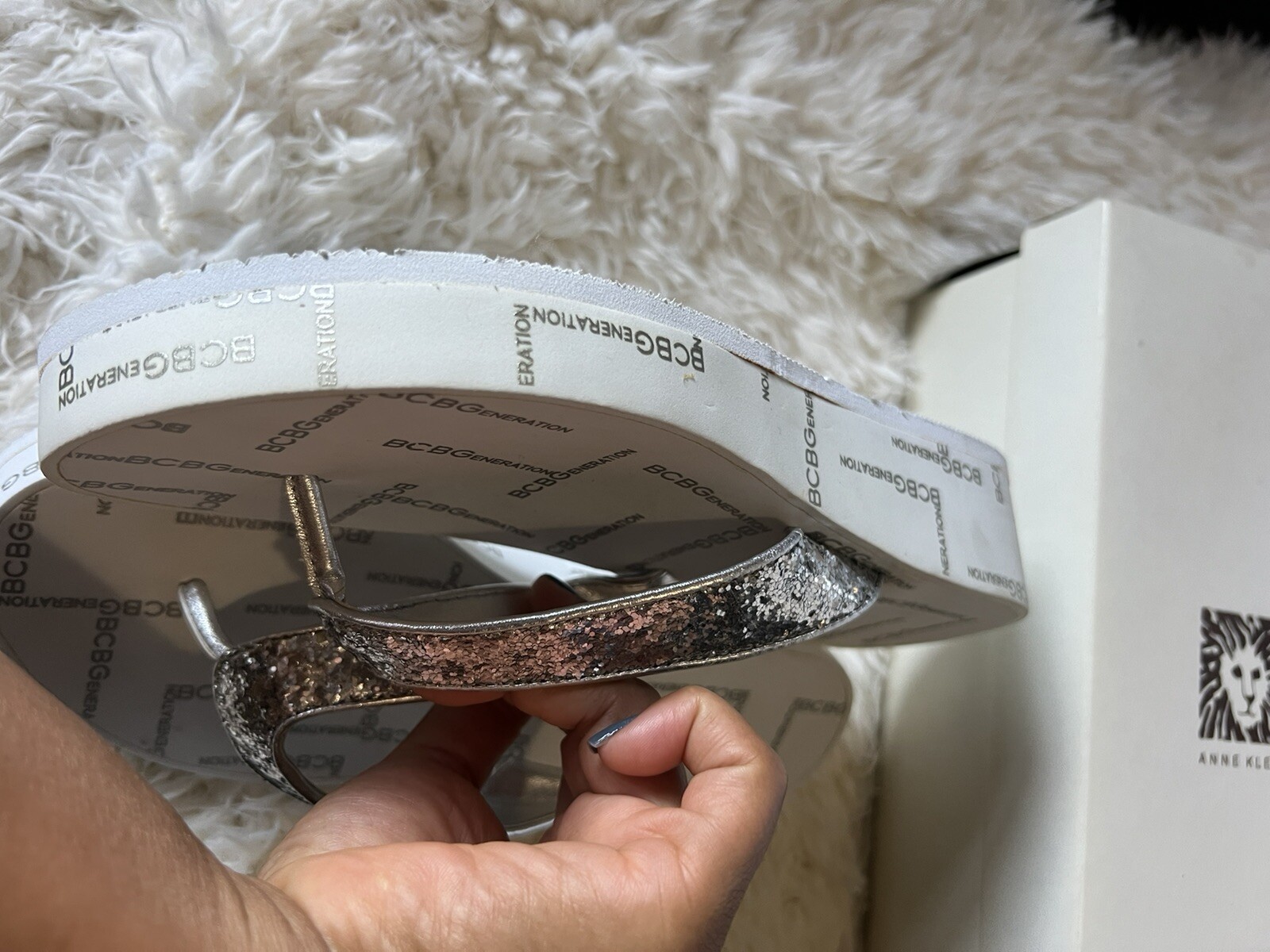 Silver Sequin Platform Flip Flops Chunky Glam Y2K… - image 15