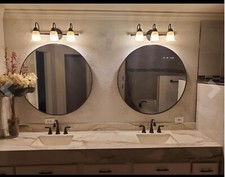2pk 30" Round Mirror Black Metal Framed Mirror Wall Mirror Decor, 1.3in Thick US